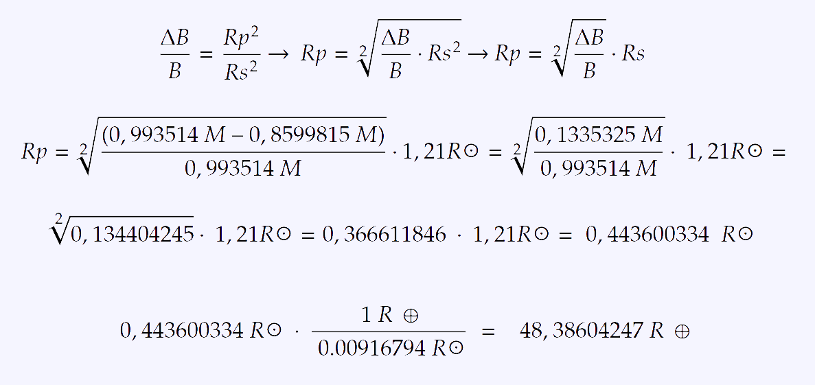 Calculation of K2-24 b radius.
