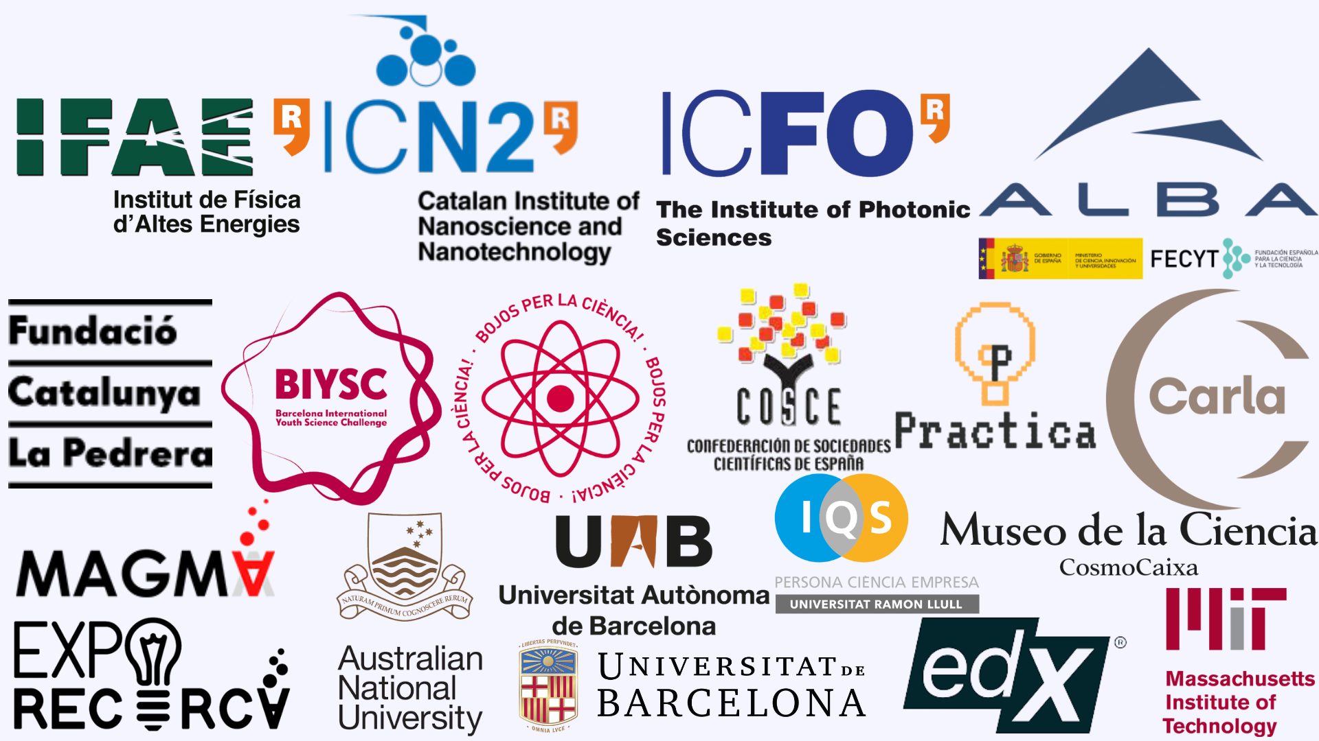 Logos of the institutions and programmes which have contributed to my research at some point.
